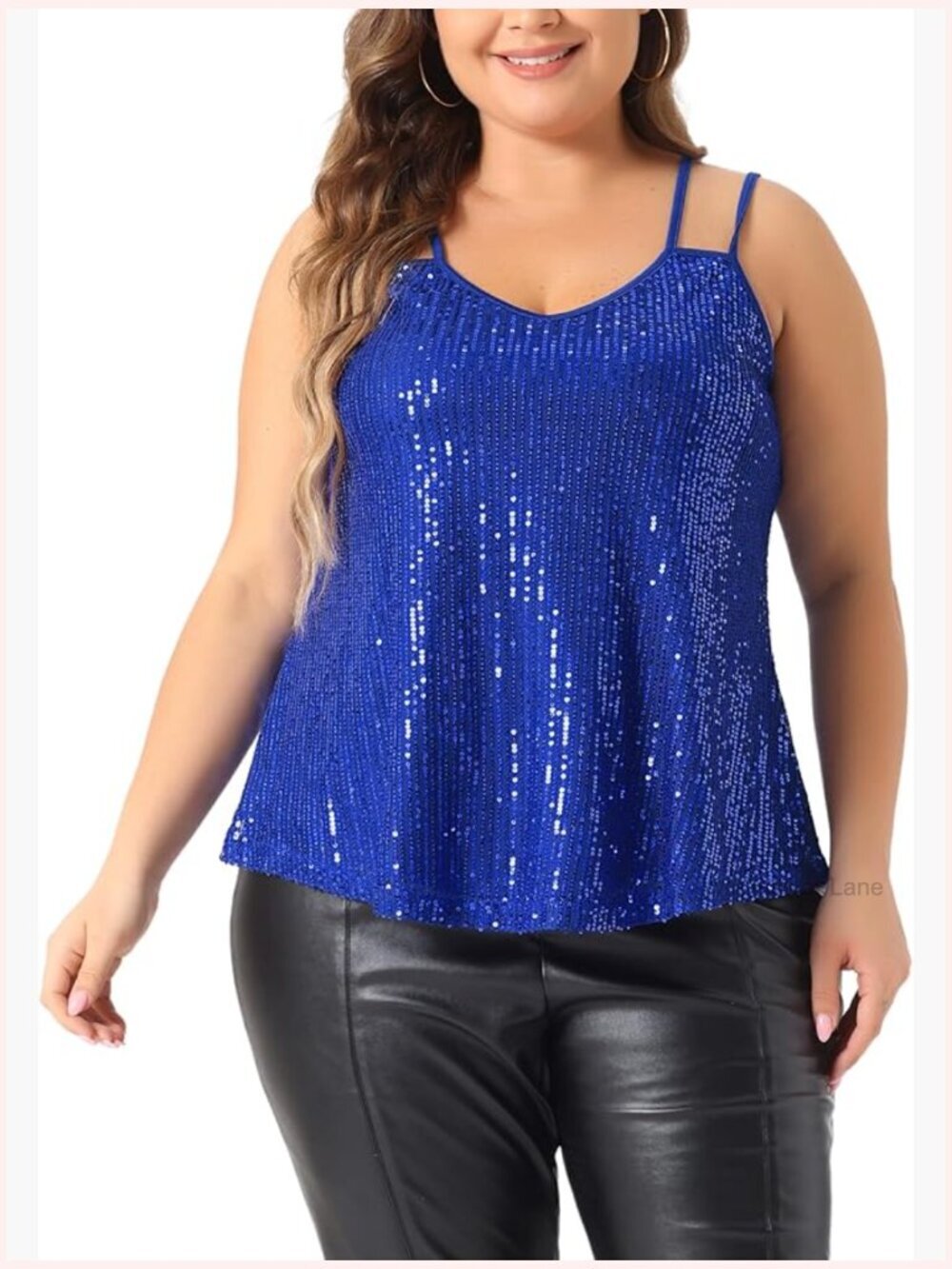 Plus Size Metallic Sequin Sleeveless Cami Tank Top Party Sparkly Tunic